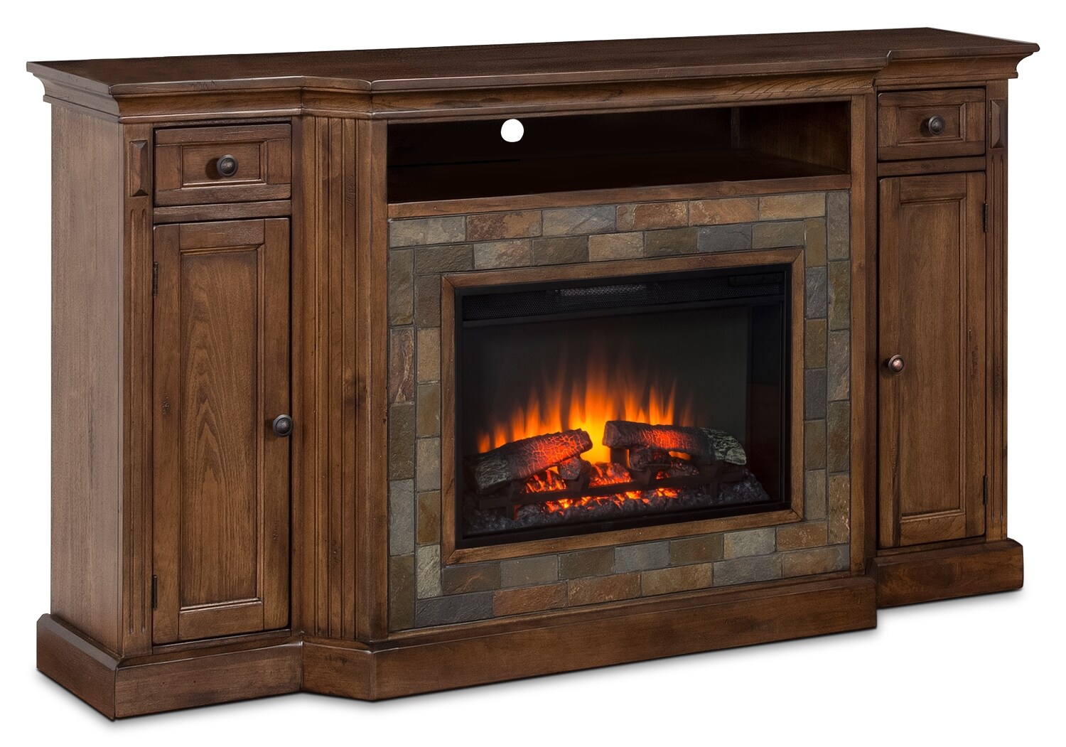 Cambridge 72" TV Stand with Log Firebox The Brick